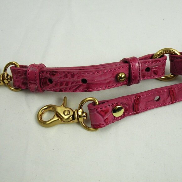 NWOT Brahmin Replacement Bag Strap Hot Pink Fuchsia Gold Hardware Leather - Picture 2 of 5